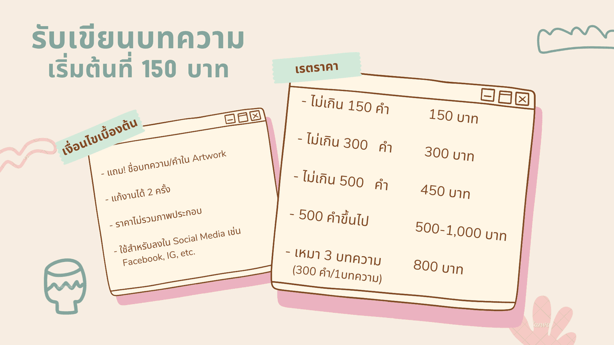 รับเขียนบทความเพื่อลงโซเชียลมีเดีย