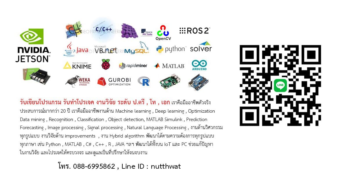 รับเขียนโปรแกรม รับทำโปรเจค รับทำงานวิจัย ระดับ ป.ตรี , ป.โท , ป.เอก มืออาชีพตัวจริง ประสบการณ์มากกว่า 20 ปี