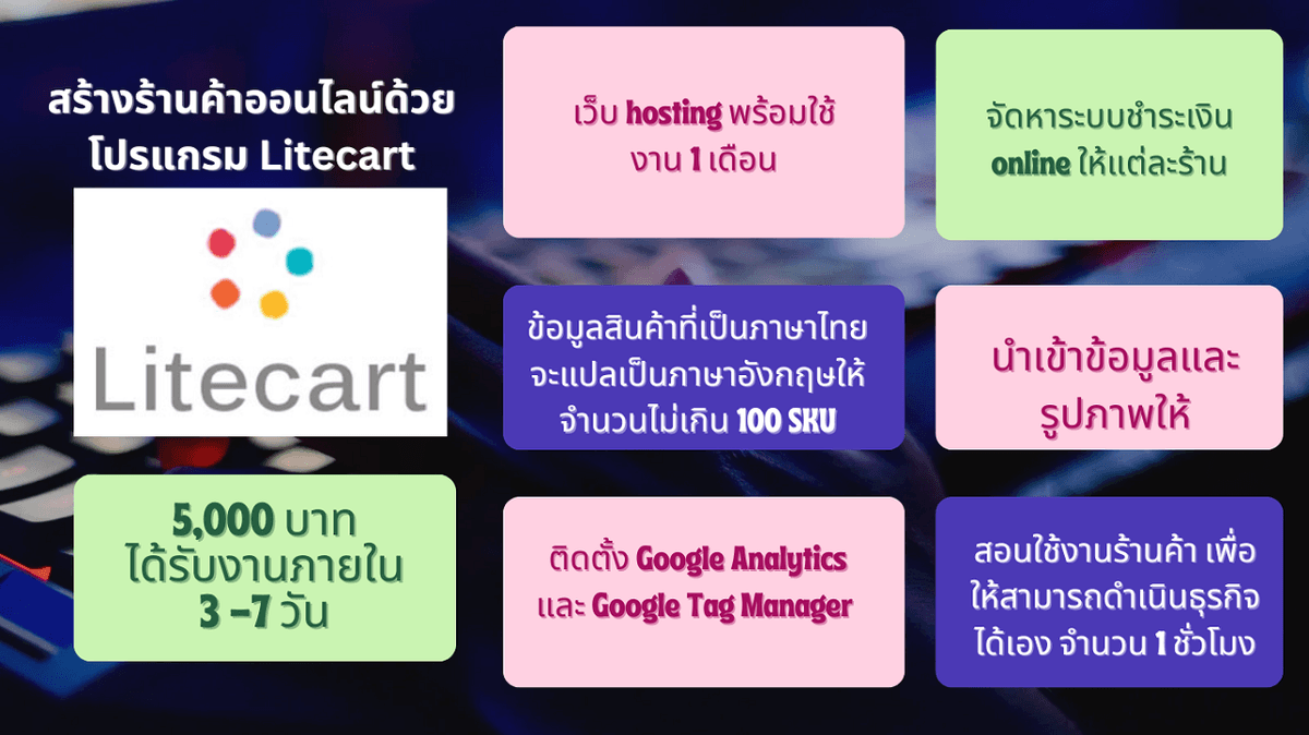 จดทะเบียน Web Hosting, domain, Payment Gateway นำเข้าข้อมูล และเปิดร้านค้าออนไลน์ด้วยโปรแกรม Litecart