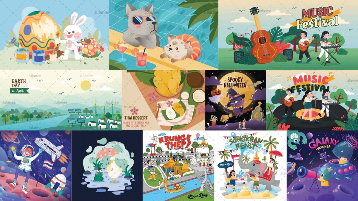 รับวาดภาพประกอบ ภาพประกอบเรื่องราว เป็นไฟล์ Vector