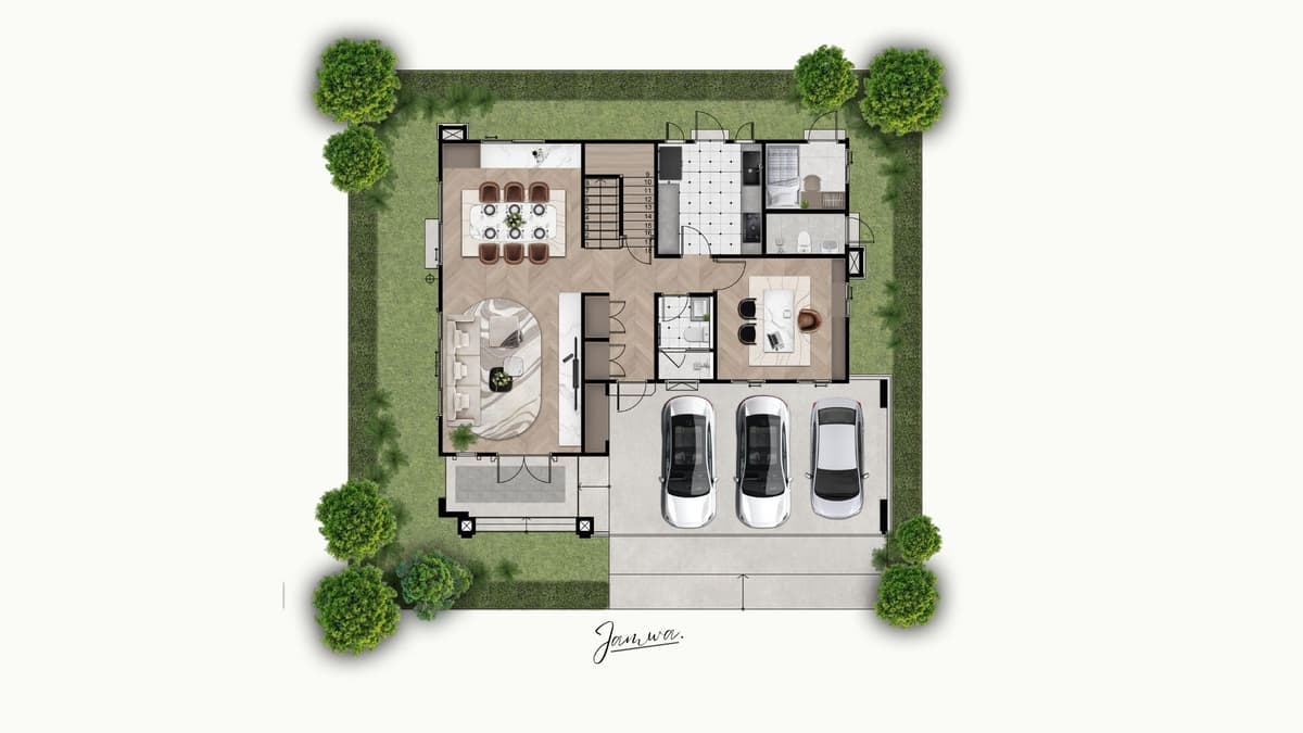 รับลงสีแปลนบ้าน หมู่บ้าน คอนโด เพื่อการนำเสนอ 2D,3D